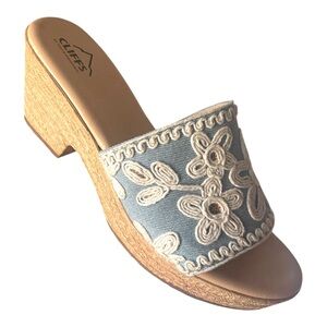 Cliffs By White Mountain Biancia Slip on Heel Sandals Espadrille Size 9.5 Floral